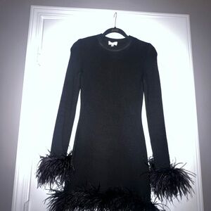 Ronny Kobo Sweater Feather Mini Dress Size S